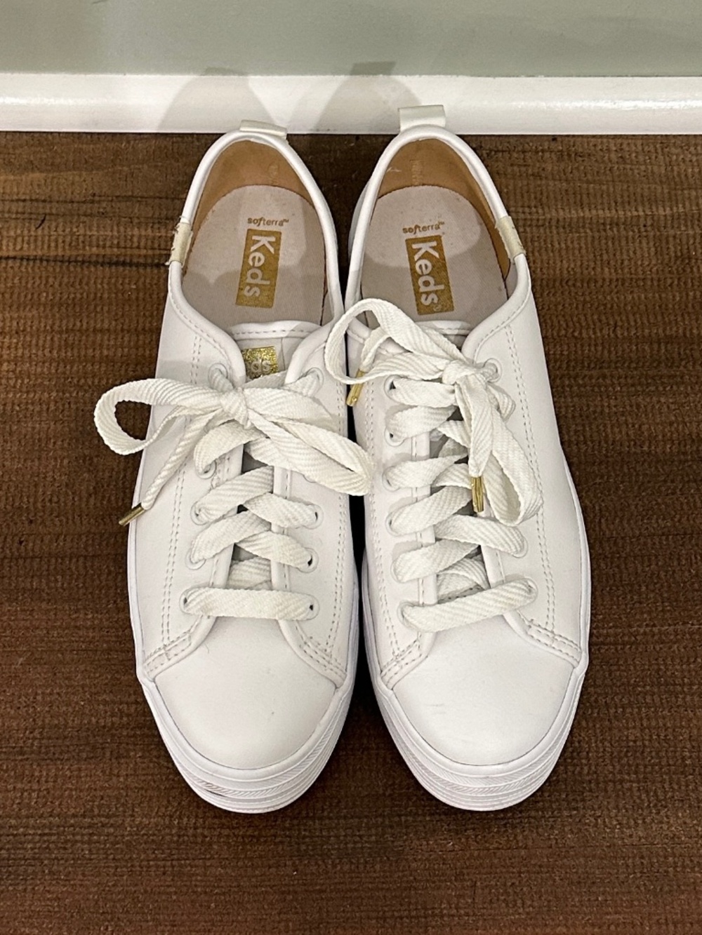 Keds Triple Up Leather Womens Size 8 White Platform Shoes Sneakers Style WH61626